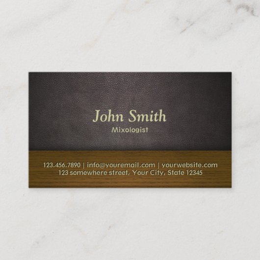 Visitekaartje van lint en houtmixoloog (Voorkant)