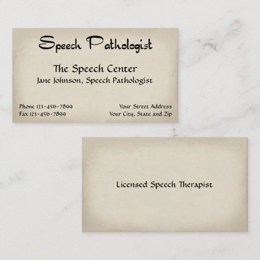 Visitekaartje van logopedist (Voorkant / Achterkant)