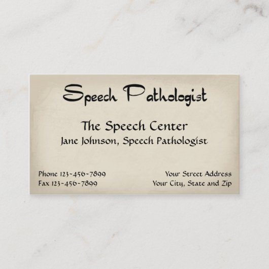 Visitekaartje van logopedist (Voorkant)