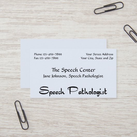 Visitekaartje van logopedist (Voorkant / Achterkant in situ)
