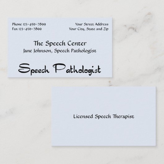 Visitekaartje van logopedist (Voorkant / Achterkant)