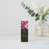 Visitekaartje van magenta en witte bladwijzer (Staand voorkant)