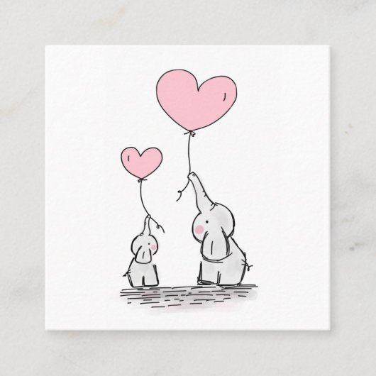 Visitekaartje van mammie Roep Card Cute Elephants (Voorkant)