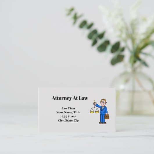 Visitekaartje van Mannelijke Advocaat en Schaalzak (Staand voorkant)