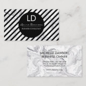 Visitekaartje van marmer Monogram Stripes (Voorkant / Achterkant)