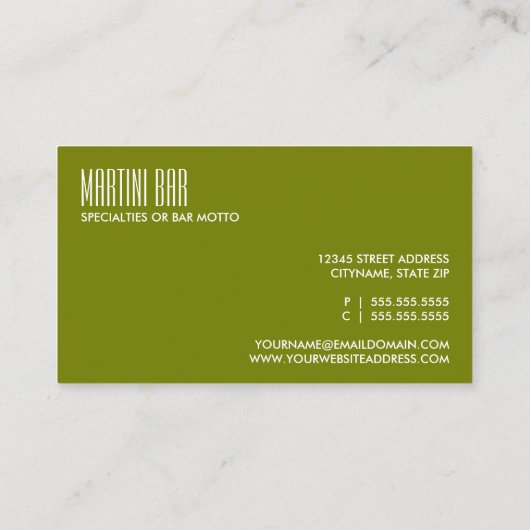 visitekaartje van martini bar (Achterkant)