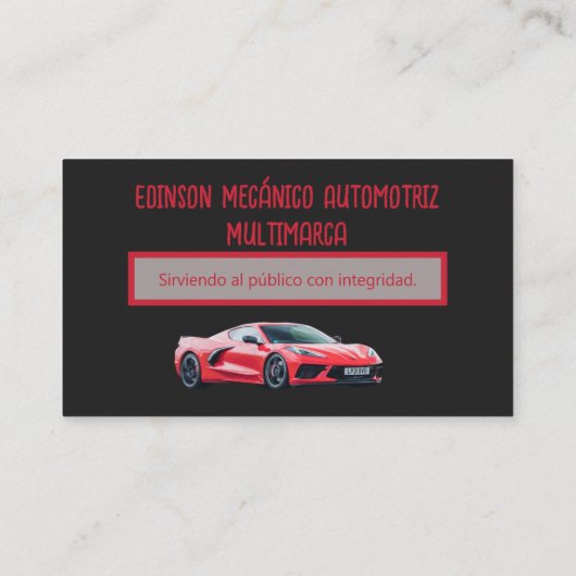 Visitekaartje van Mecánico Automotriz (Achterkant)