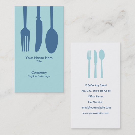 Visitekaartje van messenmakerij (lichtblauw) (Voorkant / Achterkant)