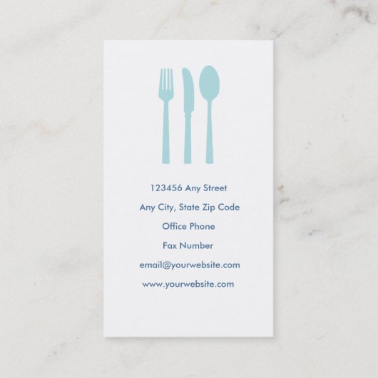 Visitekaartje van messenmakerij (lichtblauw) (Achterkant)