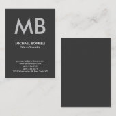 Visitekaartje van moderne grijze trendy monogram (Voorkant / Achterkant)