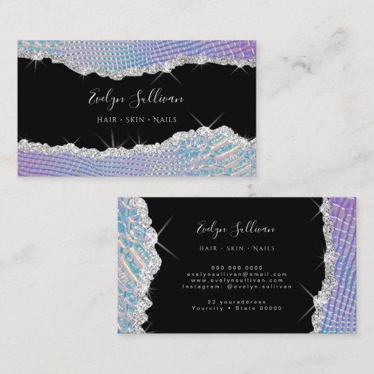 visitekaartje van mousserend leer (Voorkant / Achterkant)