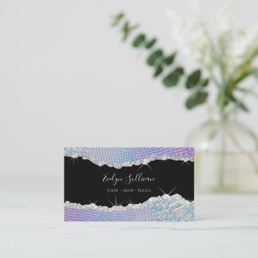 visitekaartje van mousserend leer (Staand voorkant)