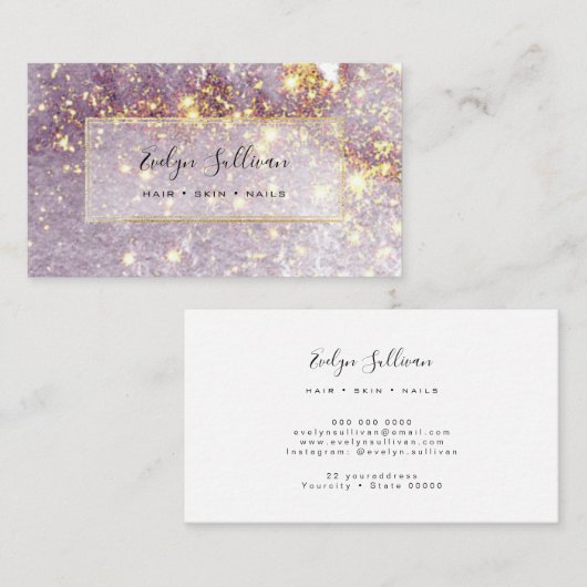 Visitekaartje van mousserende Paarse Waterverf (Voorkant / Achterkant)