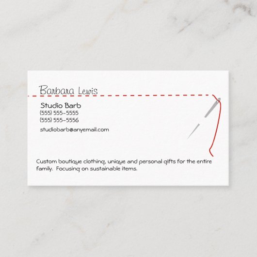 Visitekaartje van naaigarens (Voorkant)