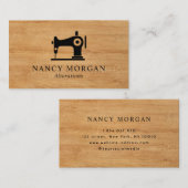 Visitekaartje van naaimachinaal hout (Voorkant / Achterkant)