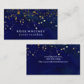 Visitekaartje van Navy Blue en Faux Gold Glitter (Voorkant / Achterkant)