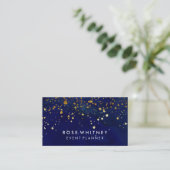 Visitekaartje van Navy Blue en Faux Gold Glitter (Staand voorkant)