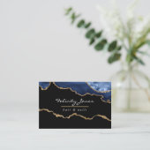 Visitekaartje van Navy en Gold Agate edele steen (Staand voorkant)