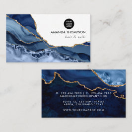 Visitekaartje van Navy en Gold Agate edele steen