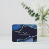 Visitekaartje van Navy en Silver Agate edele steen (Staand voorkant)