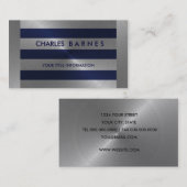 Visitekaartje van Navy en Silver Stripe (Voorkant / Achterkant)