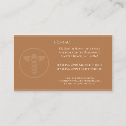 Visitekaartje van Neurse Praktijkster Brown Caduce (Achterkant)