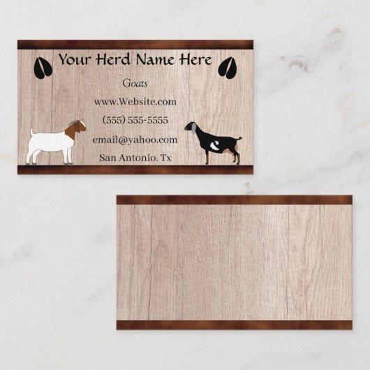 Visitekaartje van nubiene en boergeit (Voorkant / Achterkant)