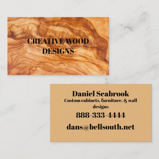 VISITEKAARTJE VAN OLIJFHOUT (Voorkant / Achterkant)