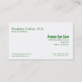 visitekaartje van optometrist (Achterkant)