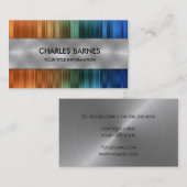 Visitekaartje van Oranje en blauw bandstaal (Voorkant / Achterkant)