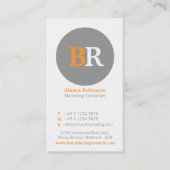 visitekaartje van Oranje, grijs en wit glas (Voorkant)