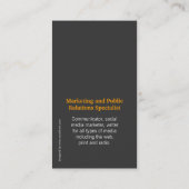 Visitekaartje van Oranje, grijs en wit glas (Achterkant)