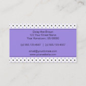 Visitekaartje van Paarse en zwarte poodots (Achterkant)