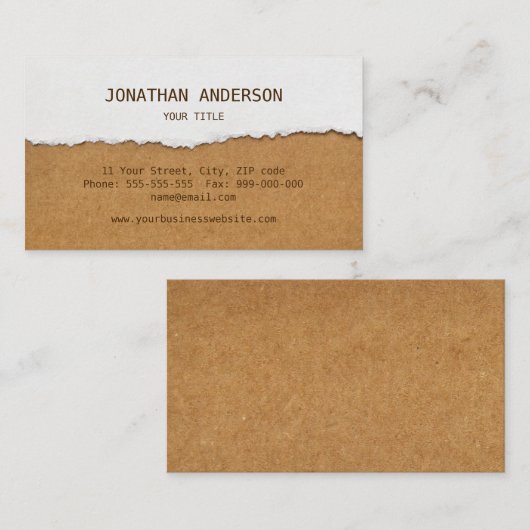 Visitekaartje van papier en karton (Voorkant / Achterkant)