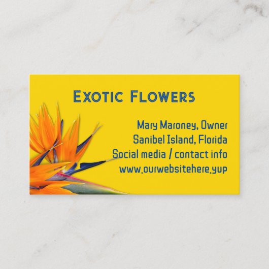 Visitekaartje van Paradise Yellow (Voorkant)