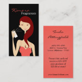 Visitekaartje van parfumaraat VectorWinkelmeisje (Voorkant / Achterkant)