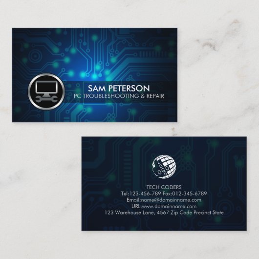VISITEKAARTJE van PC Repair Technician (Voorkant / Achterkant)