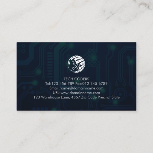 VISITEKAARTJE van PC Repair Technician (Achterkant)