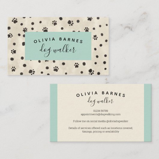 Visitekaartje van penseelhondjes met penseelpensee (Voorkant / Achterkant)