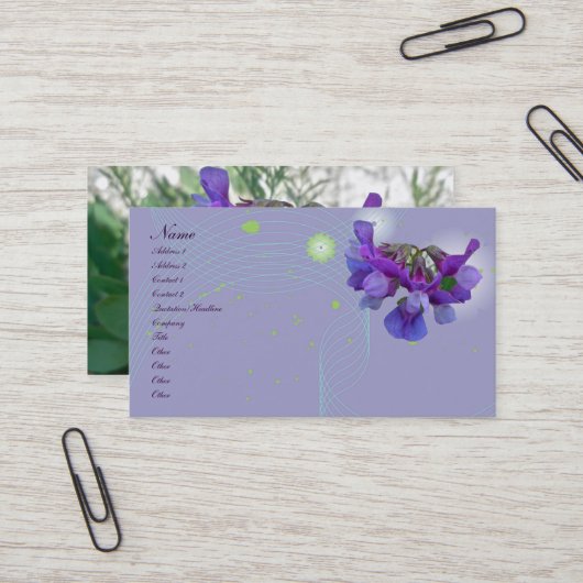 Visitekaartje van perwten (Lathyrus maritimus) (Voorkant / Achterkant in situ)