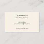 Visitekaartje van Pet Sitter (Achterkant)