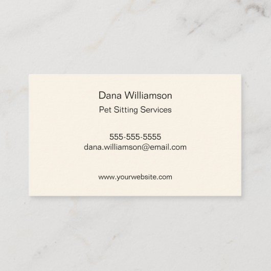 Visitekaartje van Pet Sitter (Achterkant)