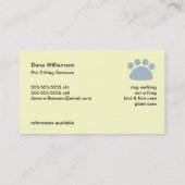 Visitekaartje van Pet Sitter (Achterkant)