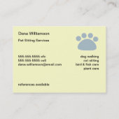 Visitekaartje van Pet Sitter (Achterkant)