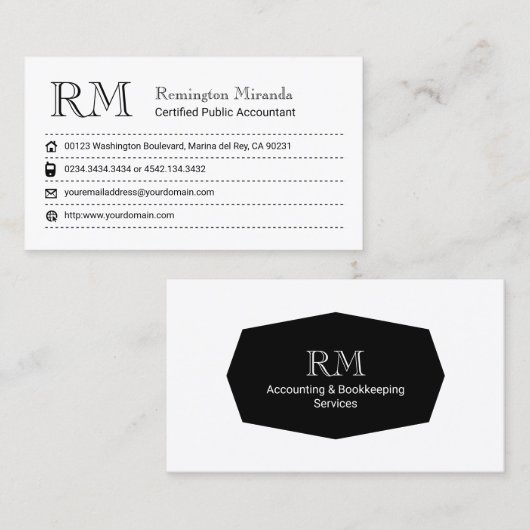 Visitekaartje van professionele accountant (Voorkant / Achterkant)