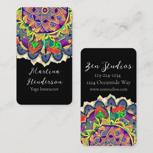 Visitekaartje van Red en Greens Mandala (Voorkant / Achterkant)