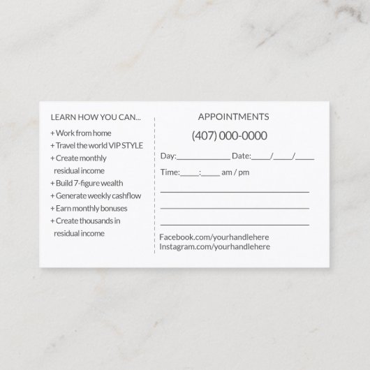 Visitekaartje van reisagent-fotosjabloon (Achterkant)