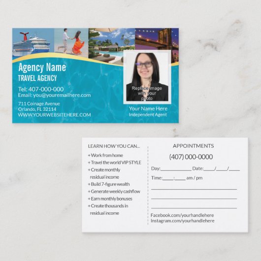 Visitekaartje van reisagent - Fotosjabloon (Voorkant / Achterkant)
