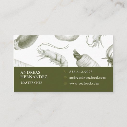 Visitekaartje van restaurant voor zeevruchten (Achterkant)