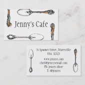 visitekaartje van restaurants en cafés, antiek mes (Voorkant / Achterkant)